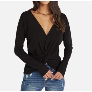 Vici Black V-Neck Twist Front Top